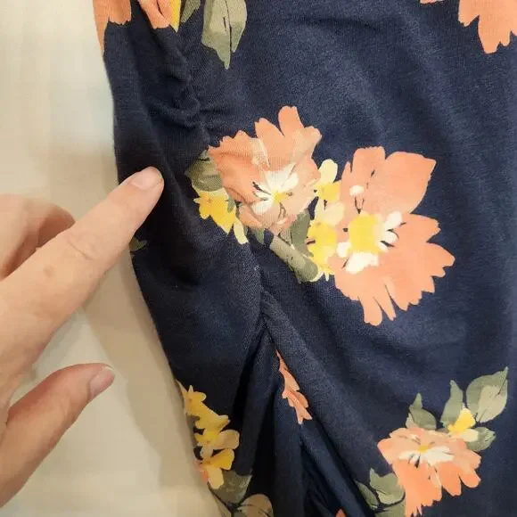 ISABEL by INGRID & ISABEL Navy Peach Floral Bodycon Maternity Dress Small S NEW - Picture 8 of 10